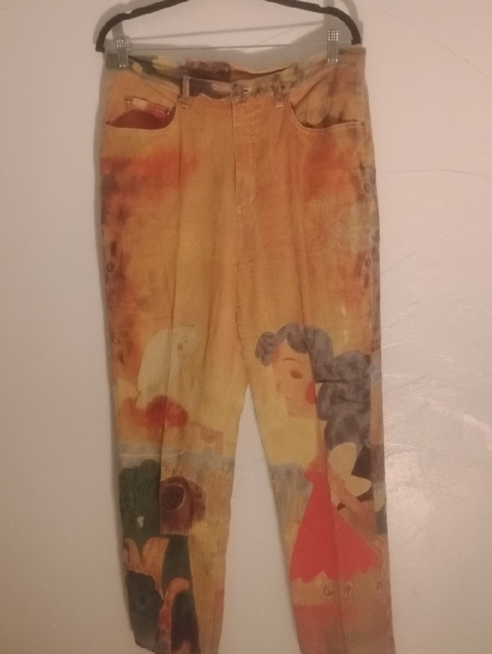 Chico's Design "Wall Art" Artsy Linen Cotton Pants Sz 2